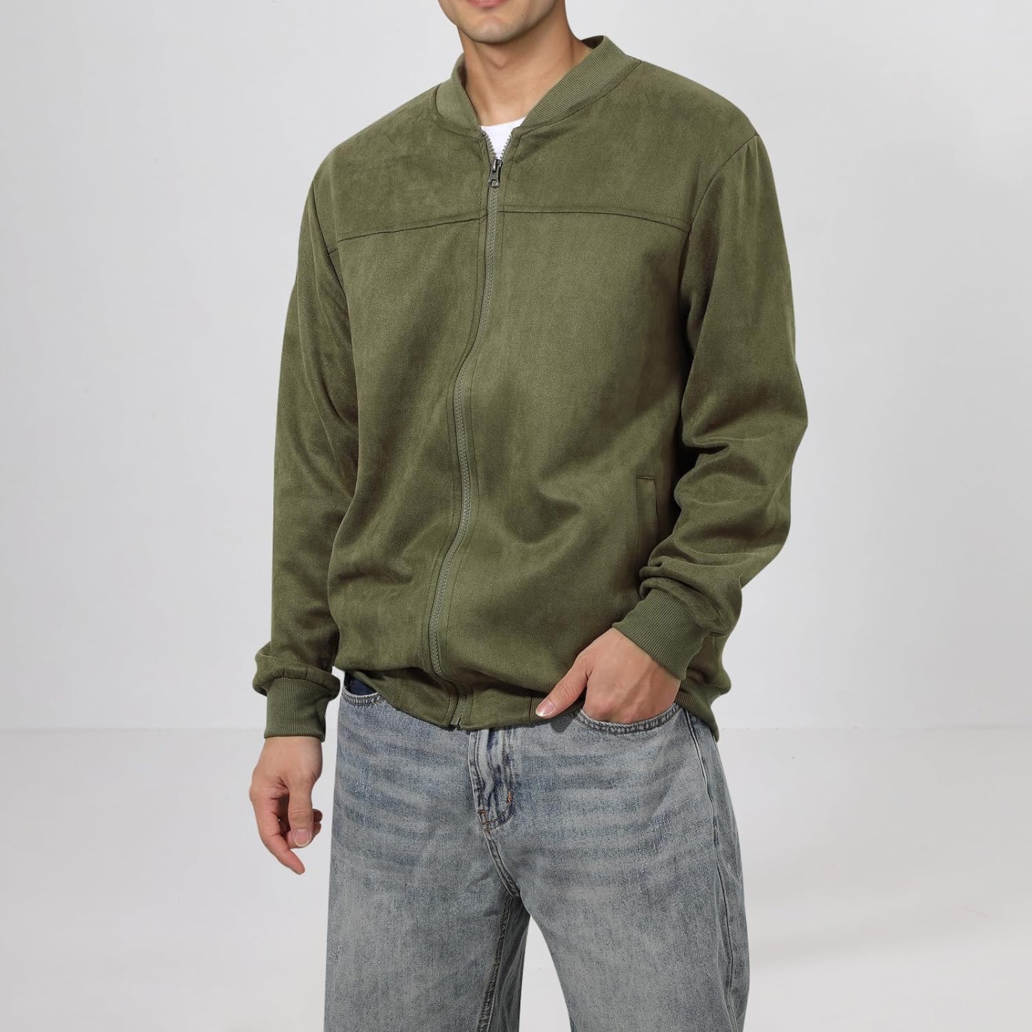 Detalle de Jywmsc Men's Bomber Jacket: Lightweight Vintage Punk Windbreaker