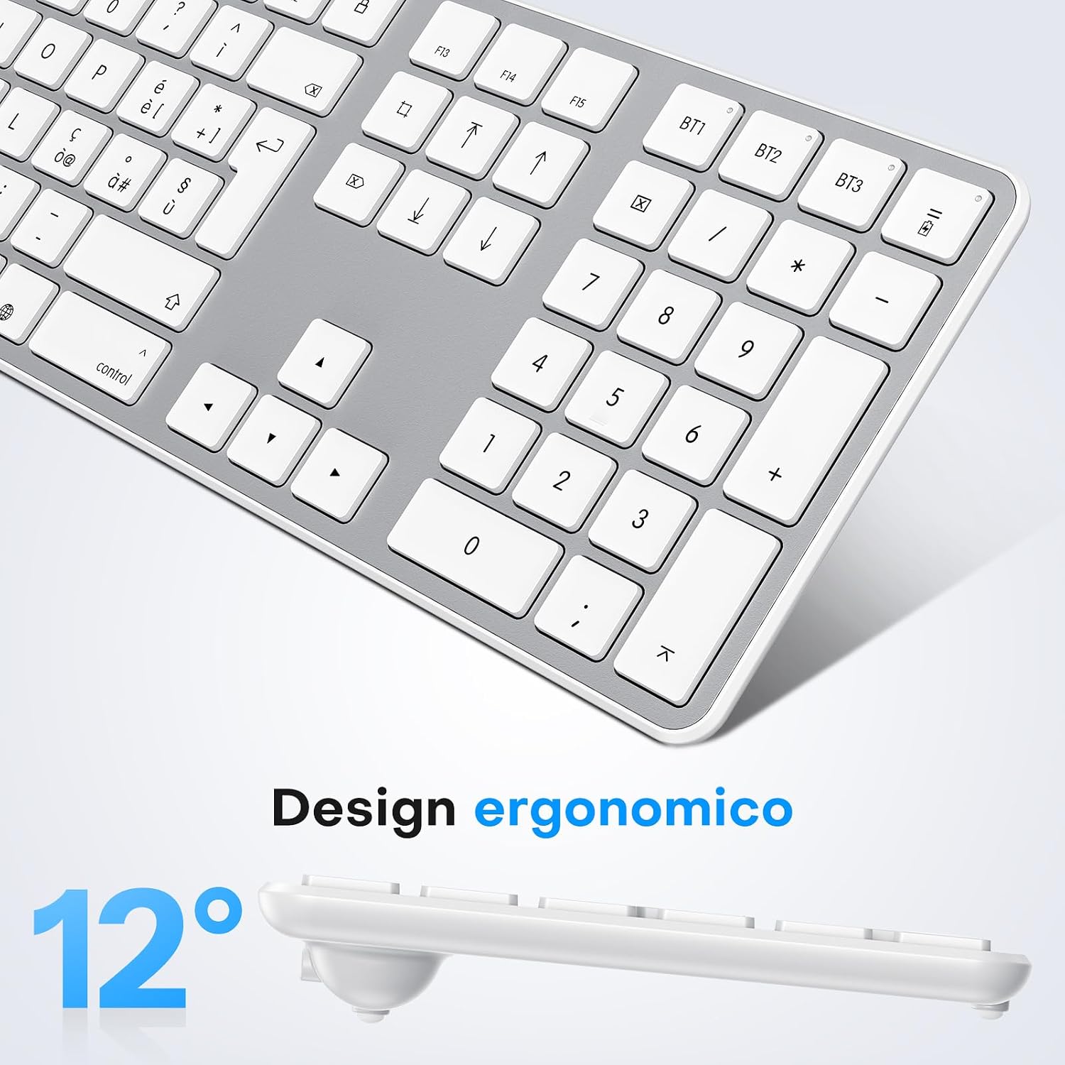 Thumbnail 5 de OMOTON Kit Tastiera e Mouse Wireless Bluetooth per Mac con 3 Canali e Ricaricabili - Layout Italiano QWERTY