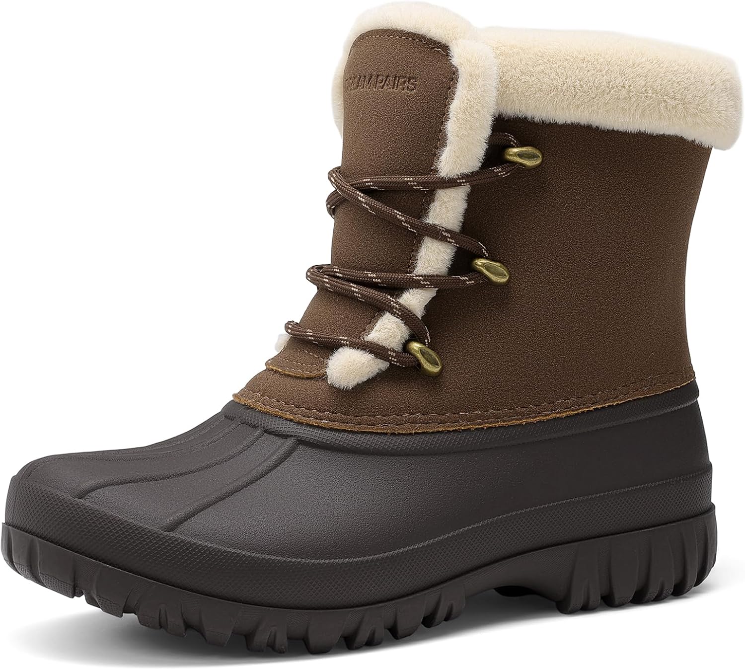 DREAM PAIRS Women's Mid-Calf Waterproof Snow Boots, Faux-Fur Lined, Lace-Up