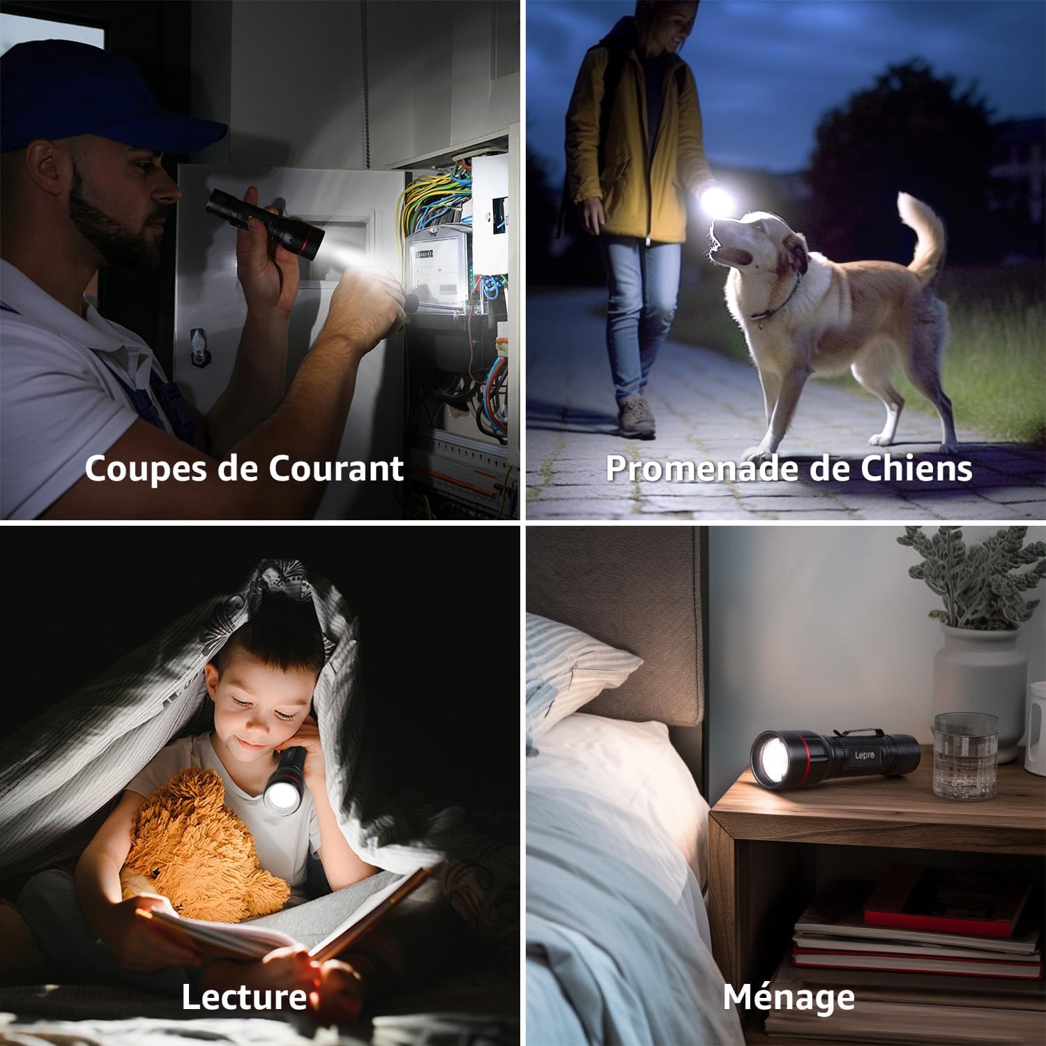 Detalle 2 de Lepro LE2050 lampe torche LED zoomable 5 modes IPX4 (lot de 2)