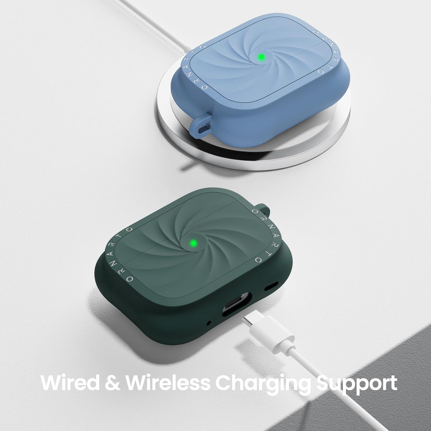 Thumbnail 6 de ORNARTO Vortuxe Coque pour AirPods Pro 2/1 – Silicone vert sapin avec mousqueton