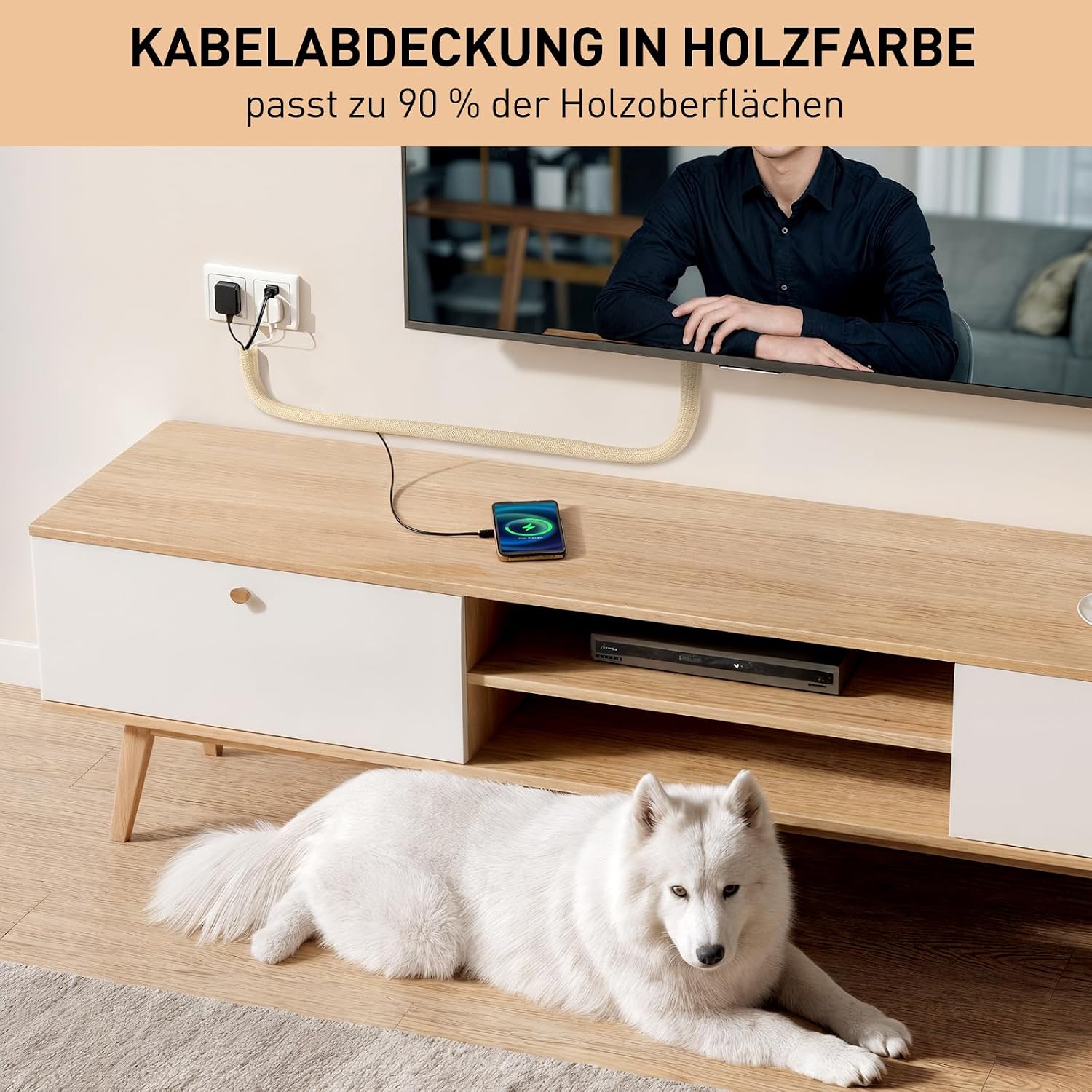 Thumbnail 2 de AGPTEK 25-mm Kabelschlauch (3 m), selbstschließend – flexibler Kabelmantel für Kabelmanagement am Schreibtisch