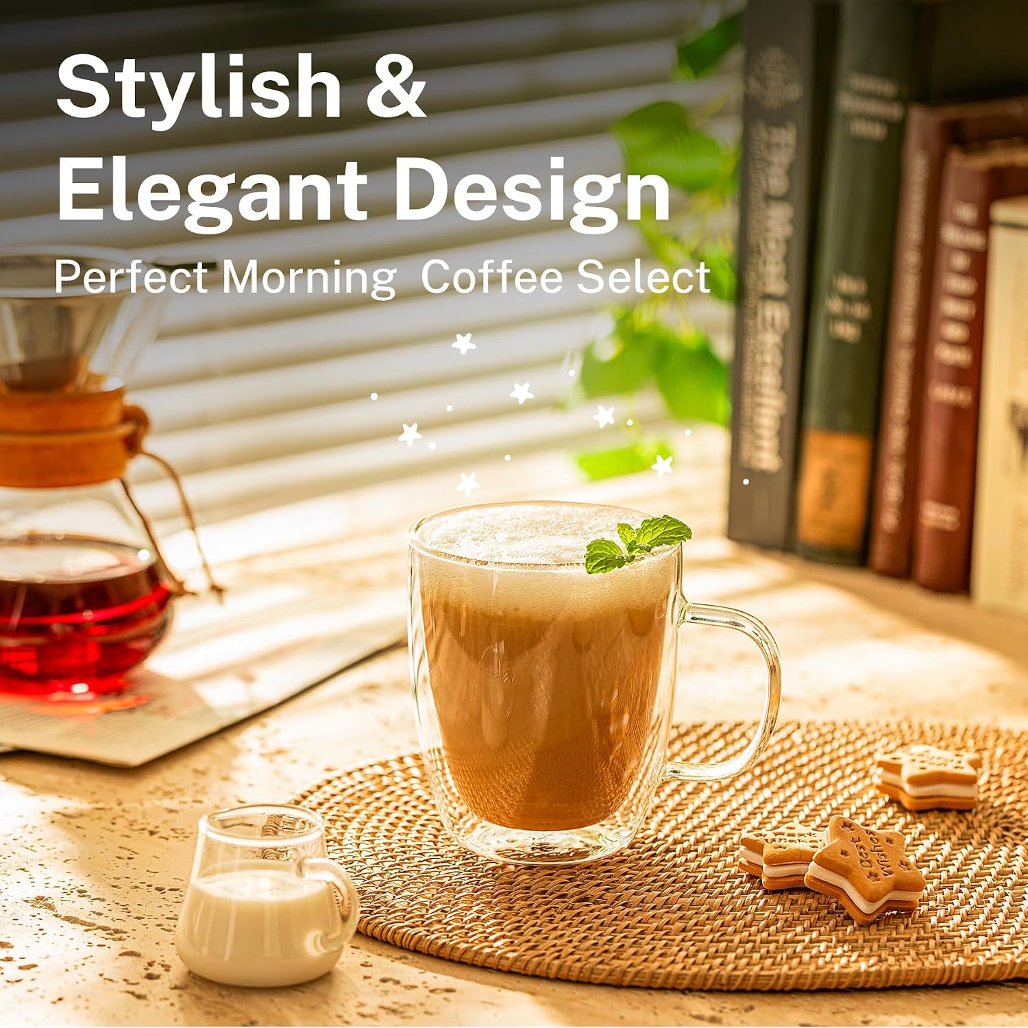 Thumbnail 4 de Sweese Double-Walled Glass Coffee Mugs 12.5 oz