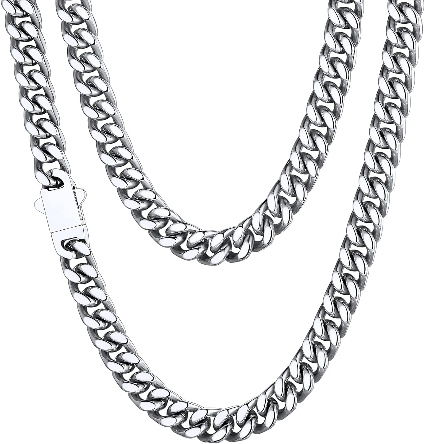 Detalle de ChainsHouse Collana Uomo Acciaio a Catena Cubana Spessa – 5/7/9/12 mm, 46–76 cm