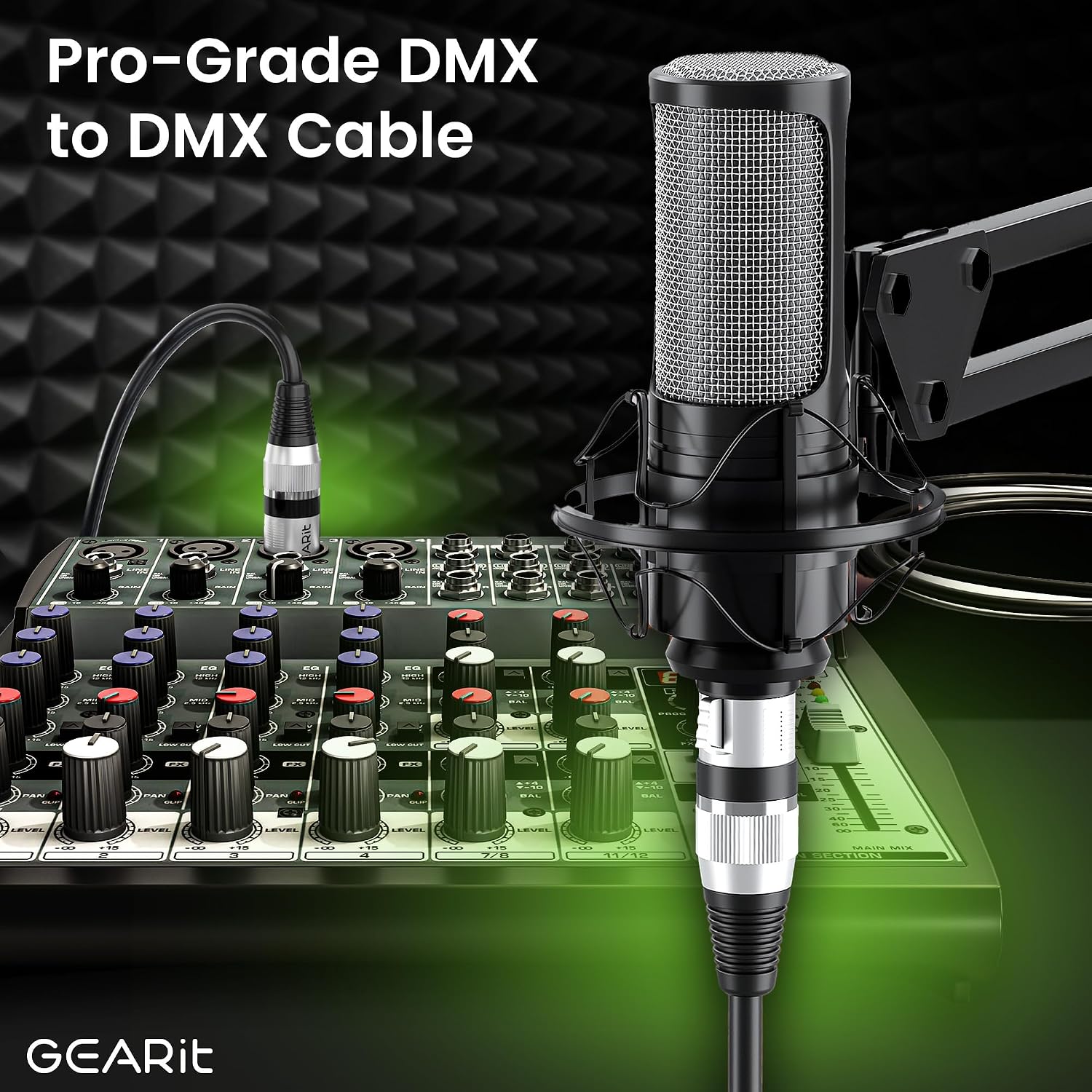 Detalle de GEARit DMX-MF-100FT-BK-2PK 100-Foot 3-Pin XLR DMX Cable, 2-Pack
