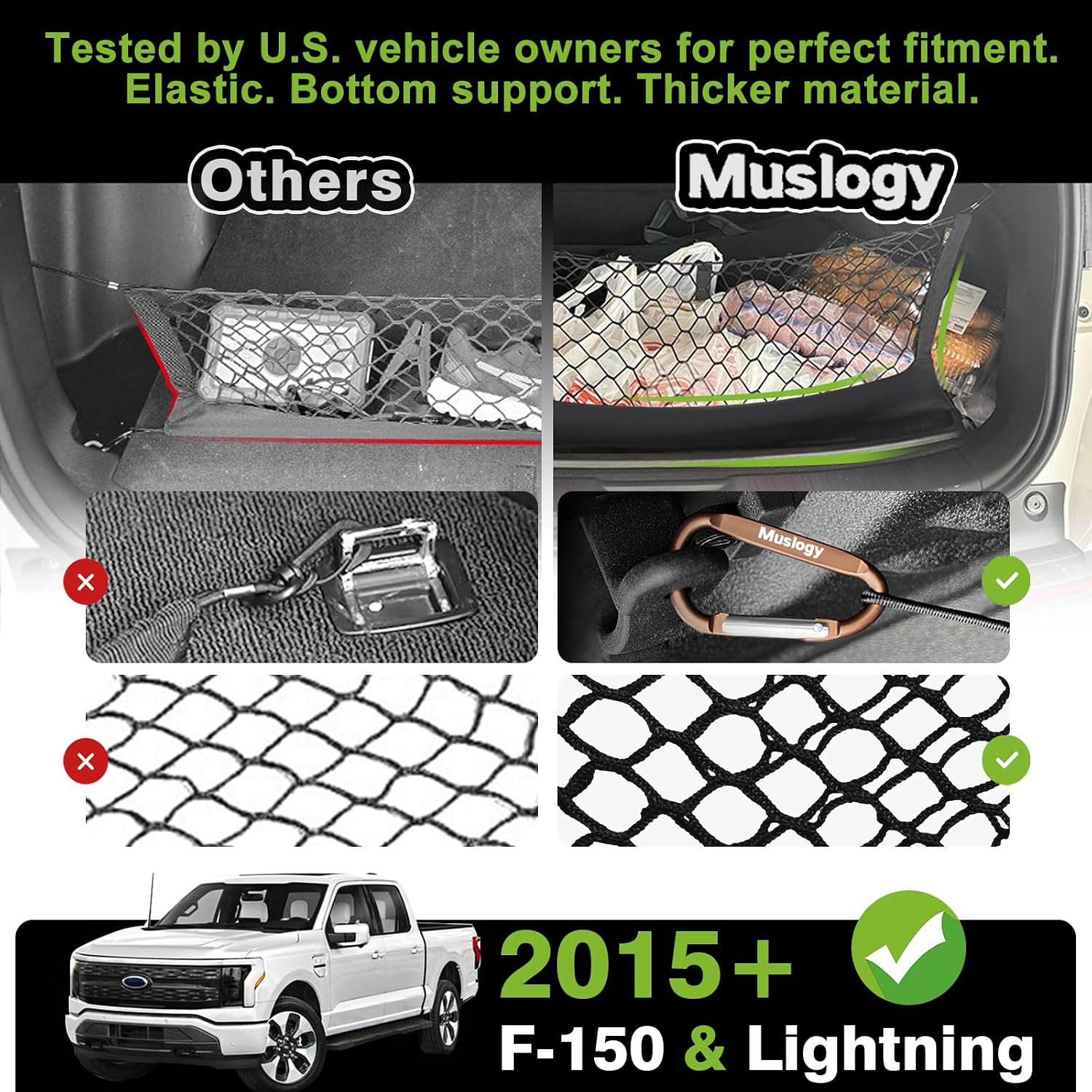 Detalle de Muslogy Ford F-150 Truck Bed Cargo Net and Trunk Netting