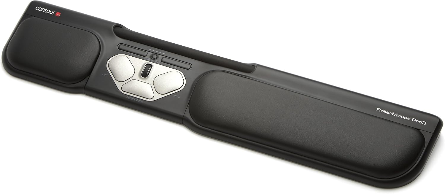 Detalle de Contour RollerMouse Pro3 mouse ergonomico RSI con poggiapolsi in memory foam, velocità regolabile e 5 pulsanti programmabili