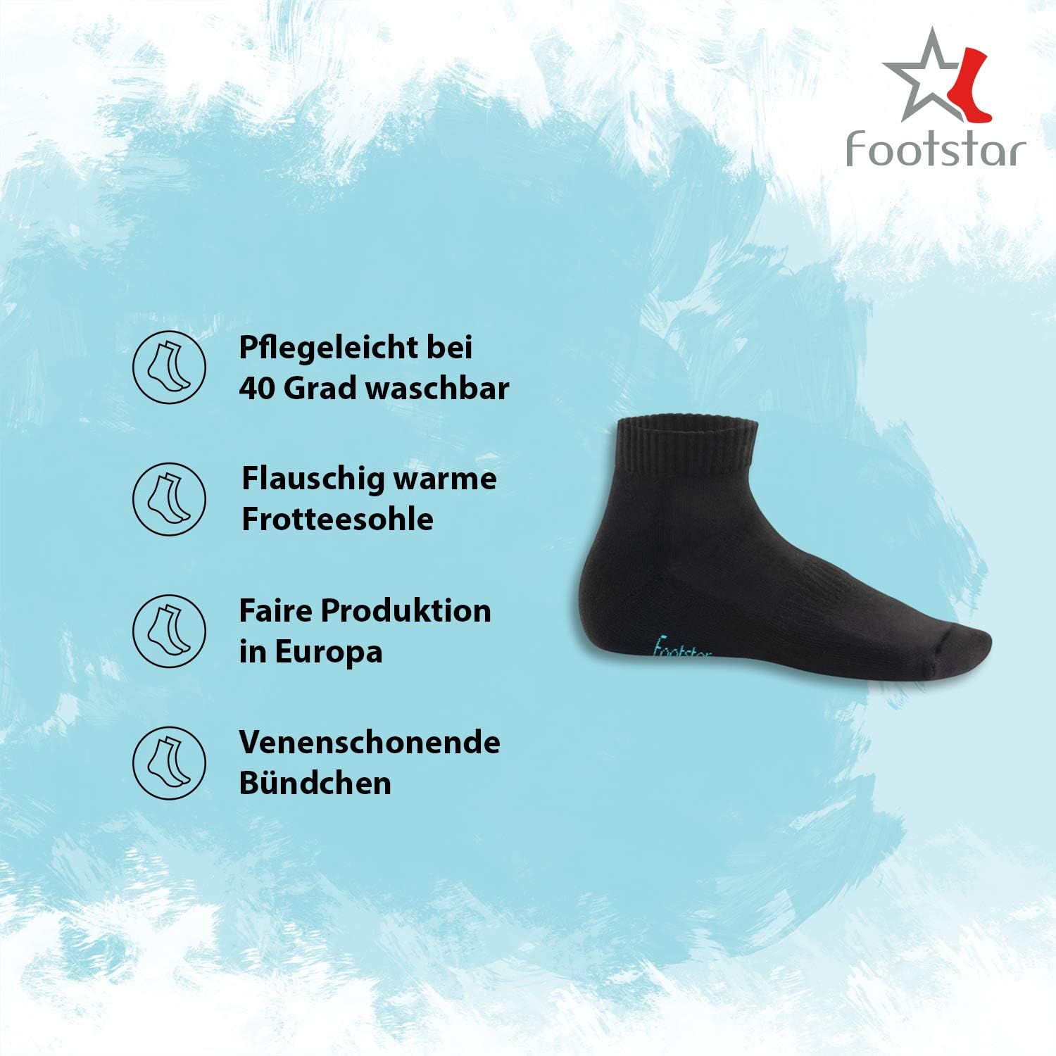 Detalle de Footstar Sneak It! kortskaftade strumpor med frottésula, 8 par