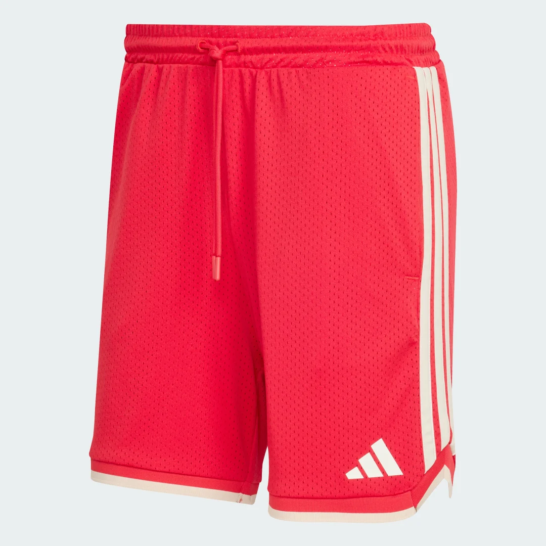Detalle de Pantalón corto de malla Stadium de Adidas – Rojo