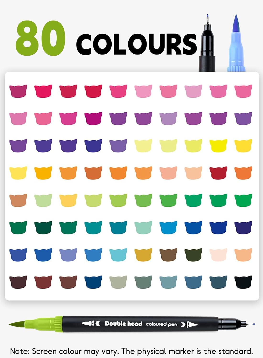 Detalle 2 de 80 Colours Dual Tip Brush Pens (Extra Fine 0.4mm + Brush Tips 1–6mm) for Adults