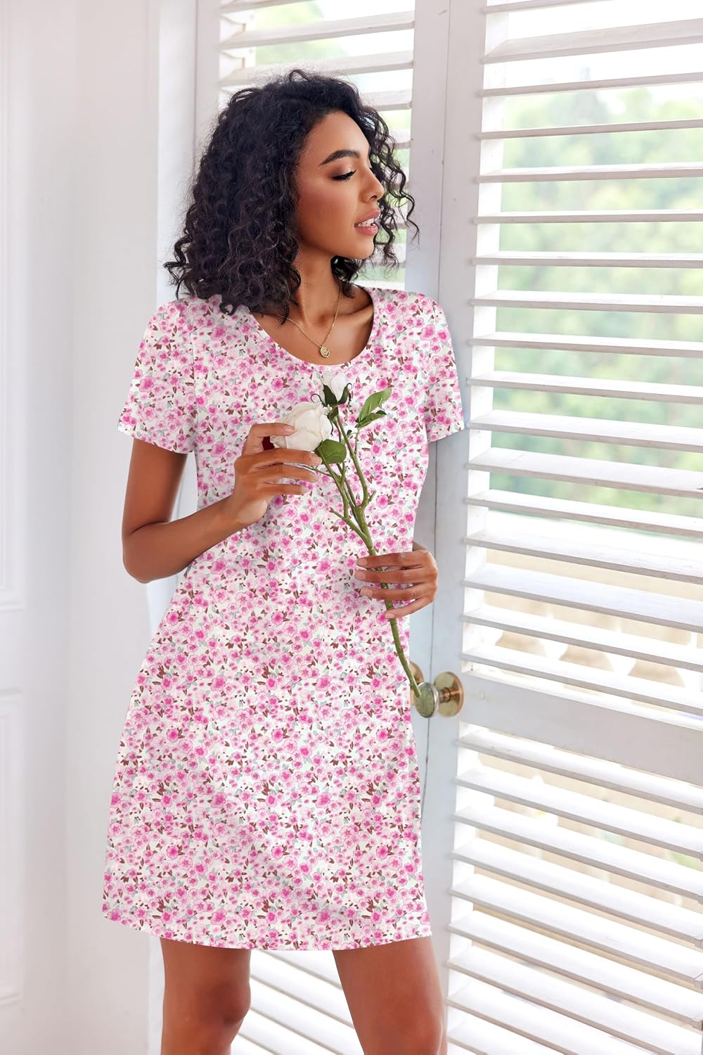 Thumbnail 2 de Ekouaer 3-Pack Women's Nightgowns, Soft Stretch Short-Sleeve Sleepwear