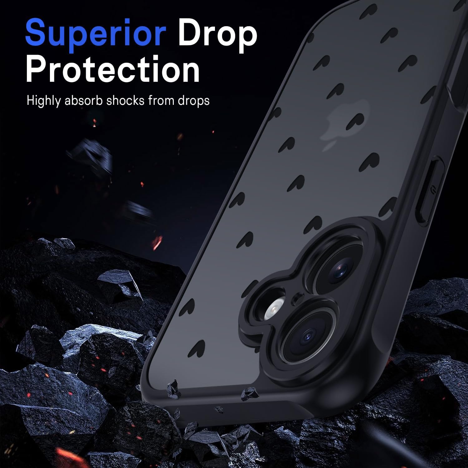 Thumbnail 2 de TUUTPU Coque iPhone 16 – Étui translucide mat avec motif cœur, protection complète et dos en PC durable
