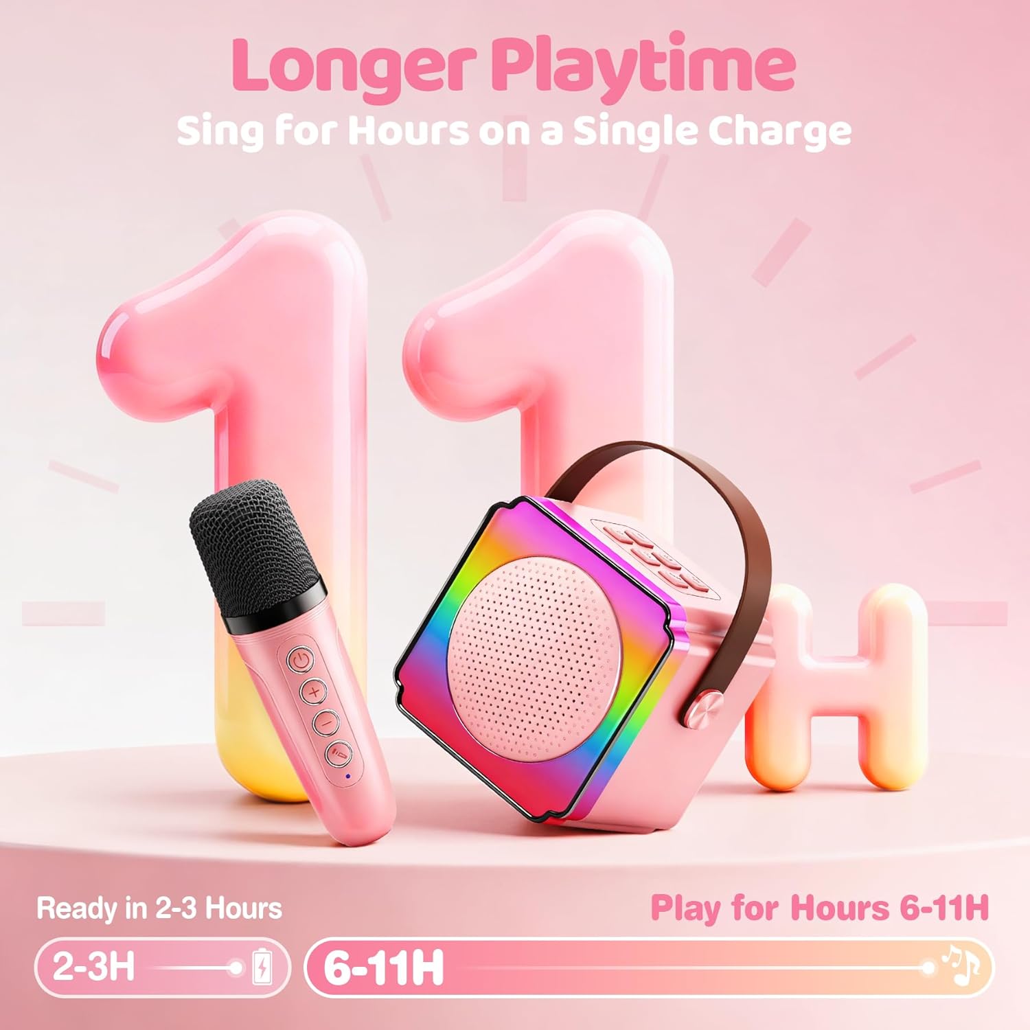 Thumbnail 5 de Gontence Karaoke con Microfono: Karaoke Bluetooth a 2 microfoni per bambini 3–15 anni