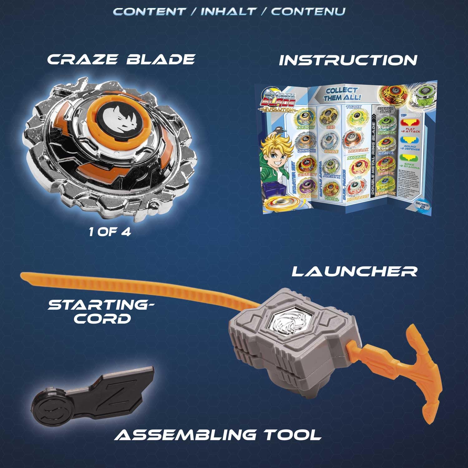 Detalle de CRA Z e Blade Starter Set Serie 2 Rhinok Trottola da battaglia con lanciatore – multicolore