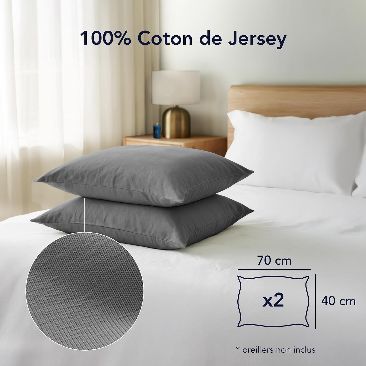 Detalle 2 de Dreamzie Taie Oreiller 70x40 cm Lot de 2 coton