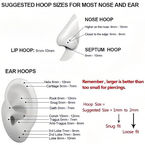 Thumbnail 5 de DAI JY Titanium Nose Ring Hoop (20G/18G/16G) with 6–10mm Inner Diameter – Gold-20g, 7mm