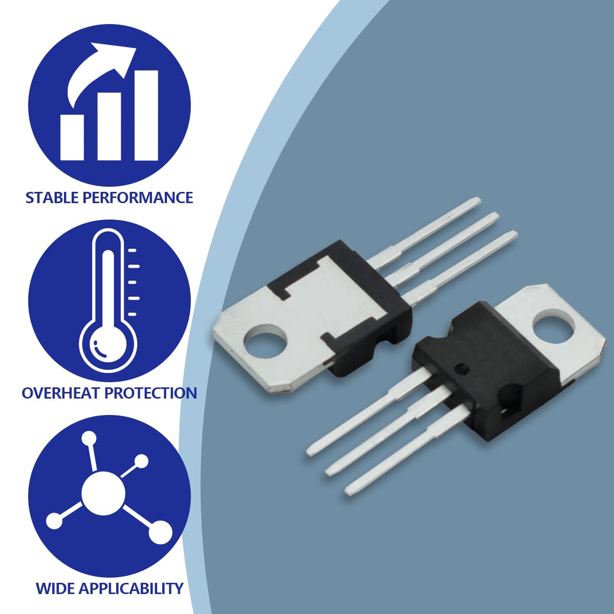 Detalle de Innfeeltech 50 Pcs Linear Voltage Regulator Kit with 10 Models and LM317
