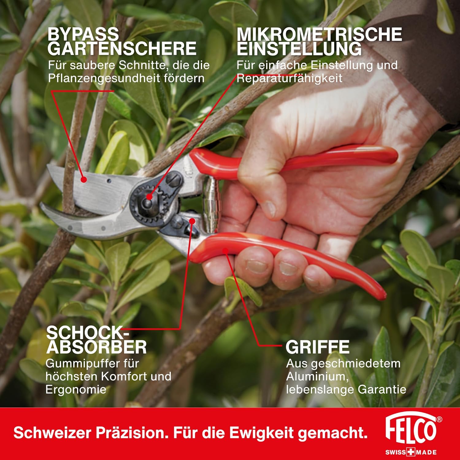 Thumbnail 5 de FELCO 2 professionelle Bypass-Gartenschere für Rechtshänder – 41 mm Klinge, 25 mm Schnitt, Aluminiumgriffe, Swiss Made