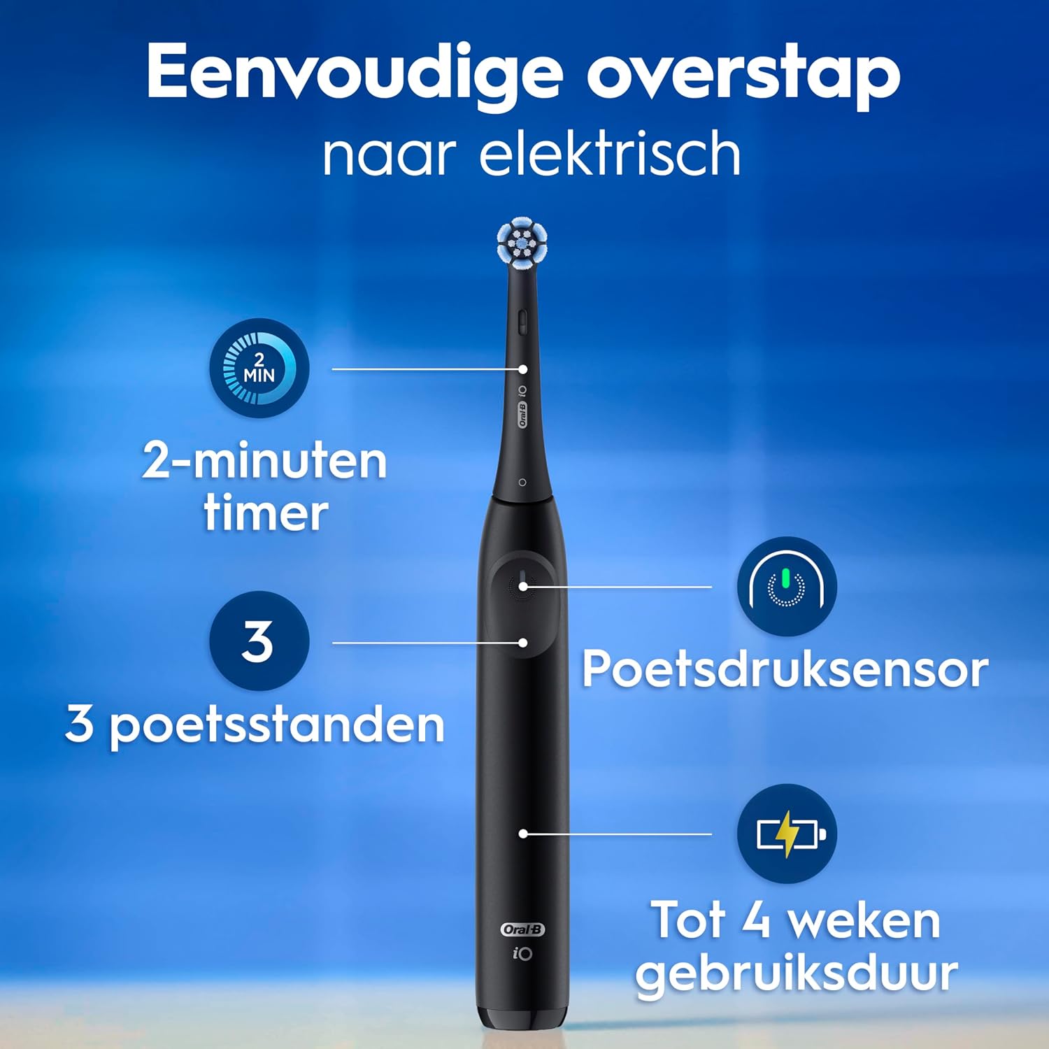 Detalle de Oral-B iO 2 DUO elektrische tandenborstels, 3 poetsstanden en druksensor