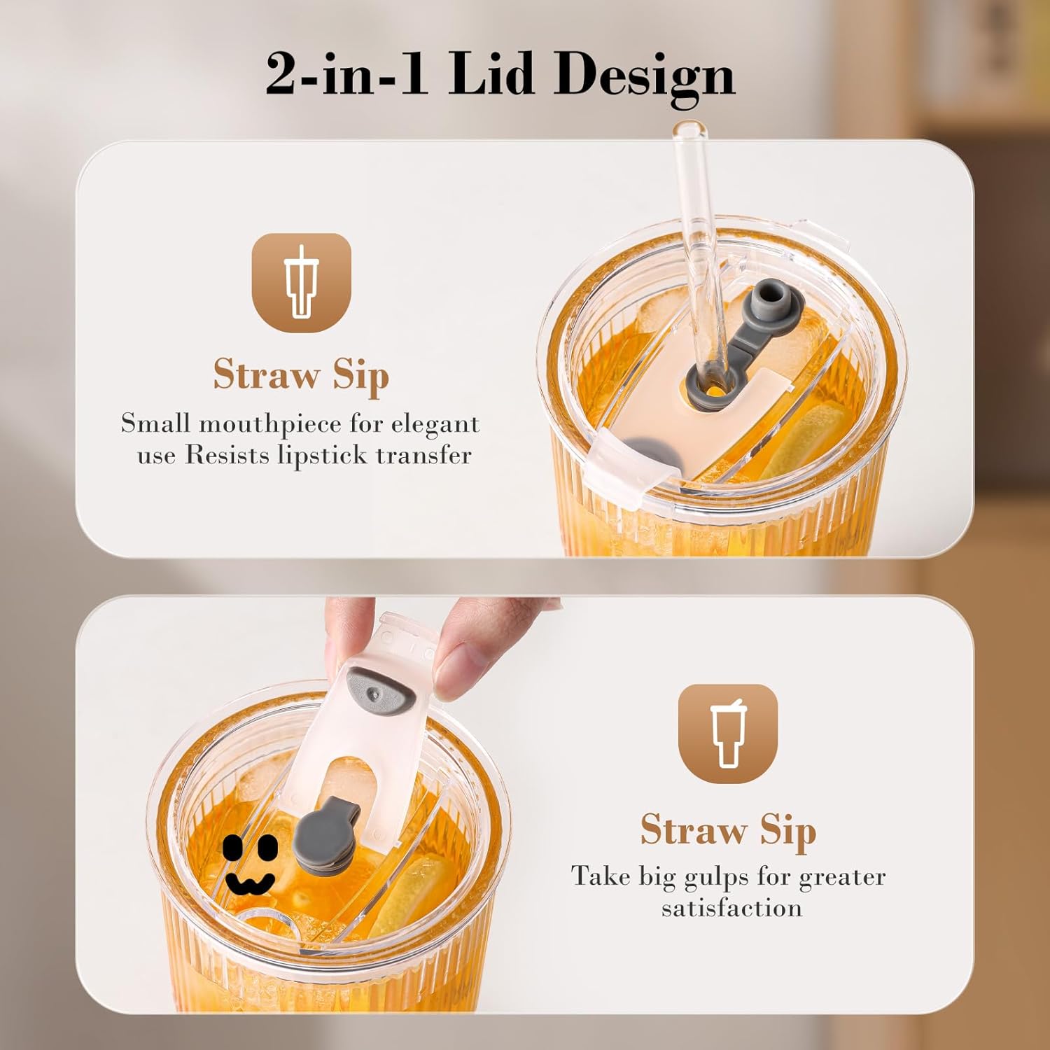 Thumbnail 4 de GOSCHE 20oz Glass Tumblers with Straws and Lids — Leak-Proof, 4-Pack