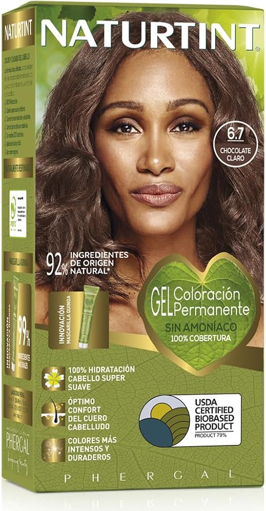 Detalle de NATURTINT Biobased Tinte Permanente Sin Amoniaco 💇♀️ 6.7 Chocolate Claro