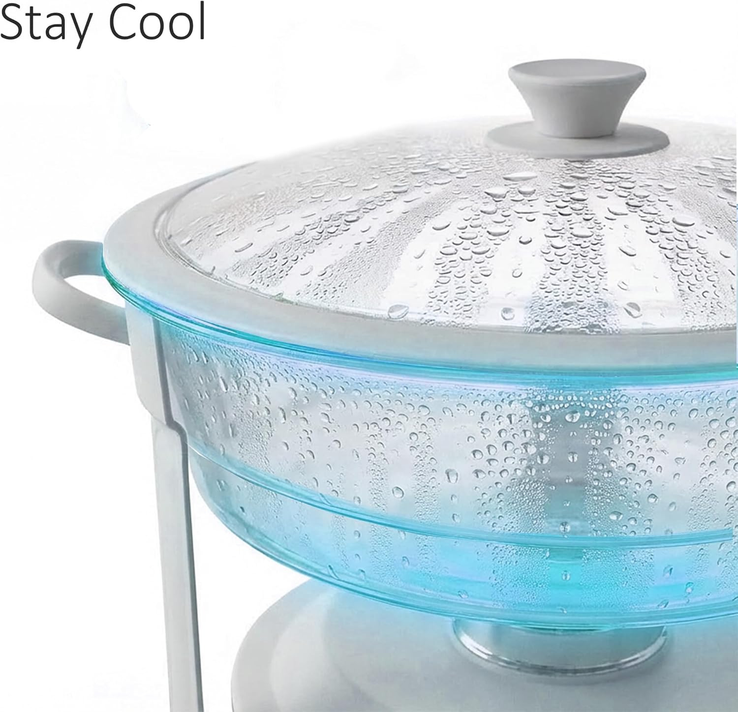 Thumbnail 5 de Trivico 6QT Round Chafing Dish Set of 4 (White Granite Finish, Stainless Steel) with Transparent Lids