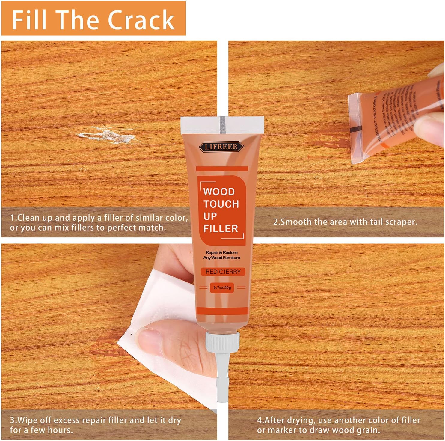 Thumbnail 4 de Laminate Floor Repair Kit with Beeswax Wood Filler – Scratch, crack & hole repair set