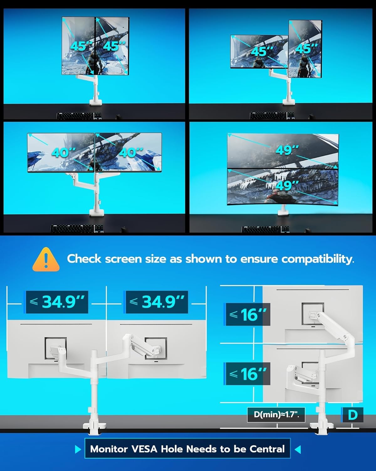 Detalle 2 de ARES WING Dual Monitor Stand 49"