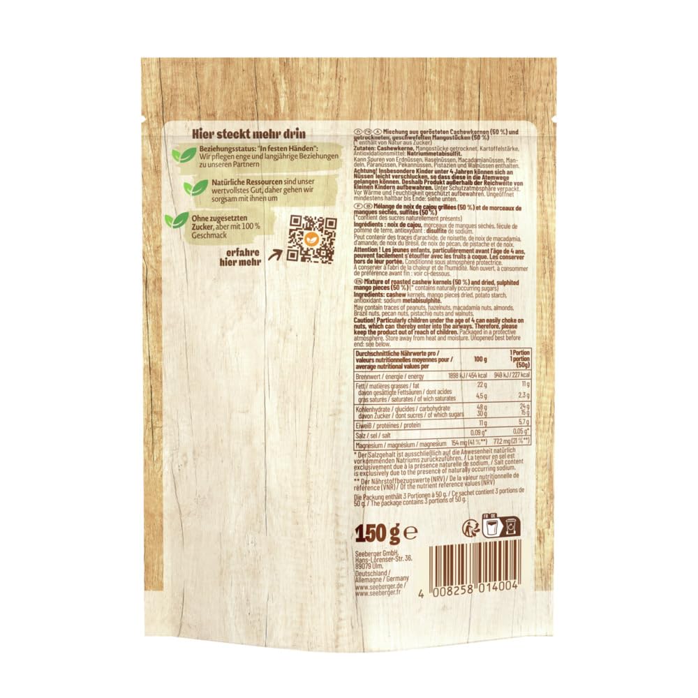 Thumbnail 1 de Seeberger Cashew-Mango-Mix (12 x 150 g) – vegan & glutenfrei, süß-fruchtig mit Cashewkernen