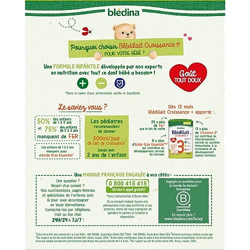 Detalle 2 de Blédilait Croissance 3ème âge – Lait en poudre 1 à 3 ans – Lot 3x1,2 kg (Gallia/Blédina)