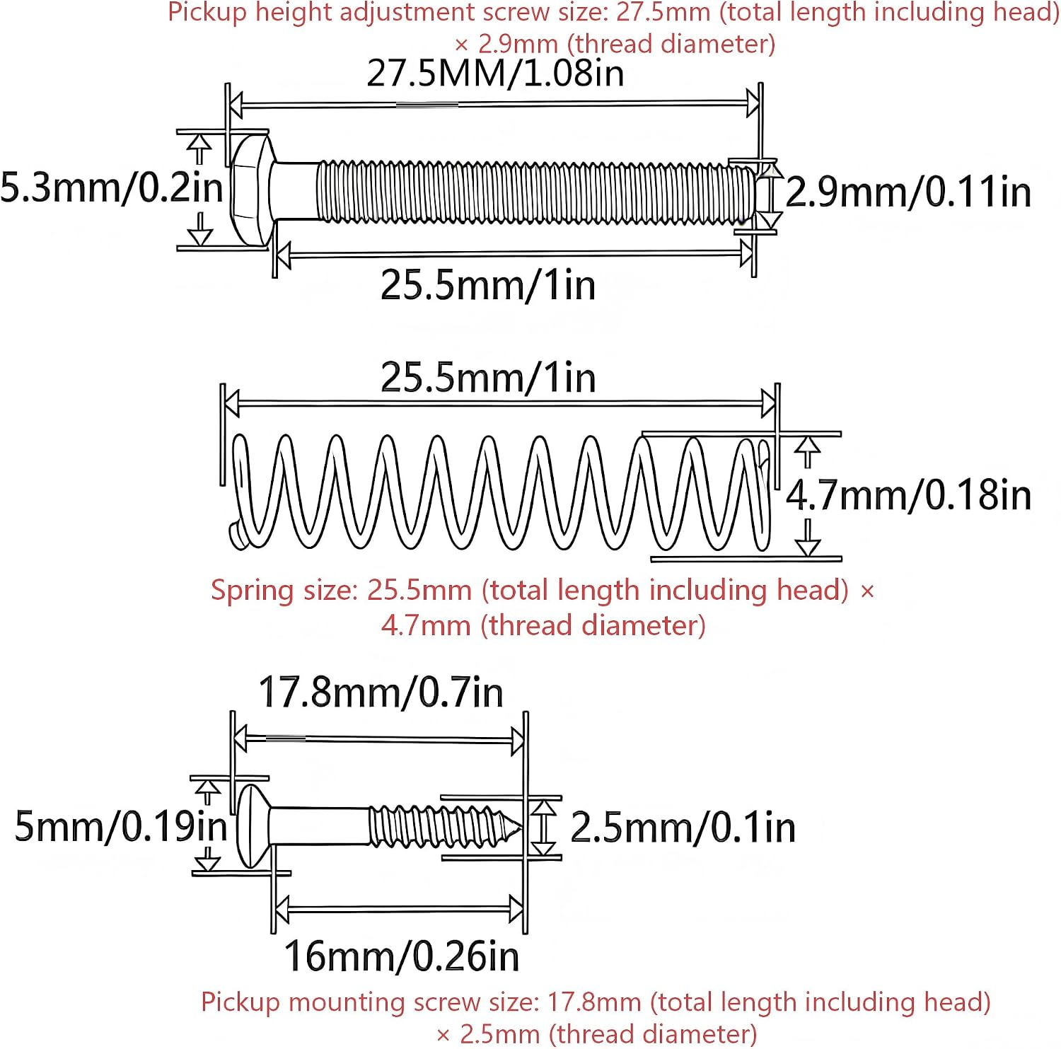 Detalle de Humbucker Pickup Screw and Spring Set for Two Humbuckers