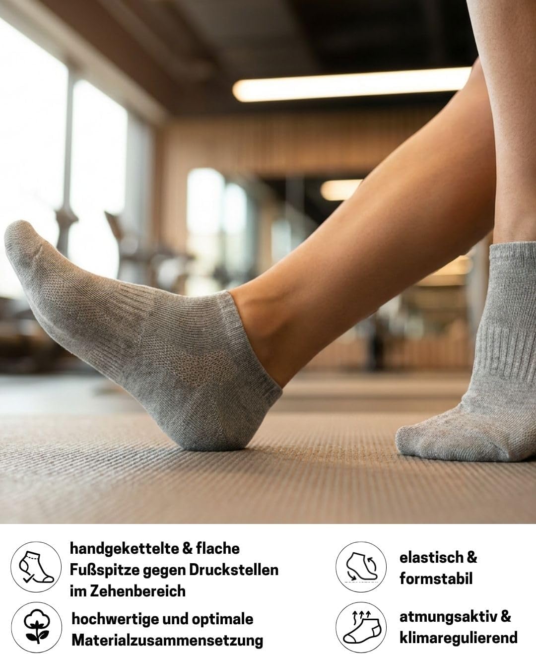 Detalle 2 de 10 Paar kurze Sneaker-Socken aus Baumwolle für Herren & Damen (81% Baumwolle) – atmungsaktiv