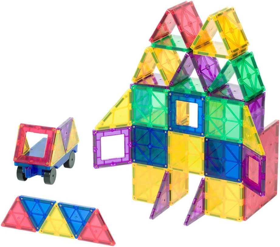 Detalle 2 de Playmags Clear Colors – kolorowe płytki magnetyczne do budowania z autem