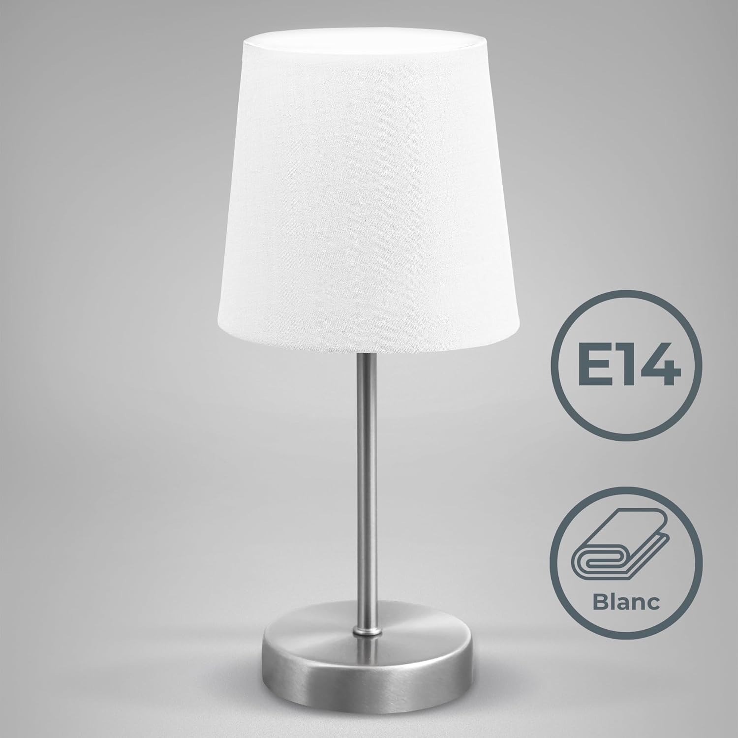 Thumbnail 1 de B.K.Licht Nachttischlampe mit Kabelschalter, E14 – Stoffschirm, Tischleuchte für Schreibtisch und Büro