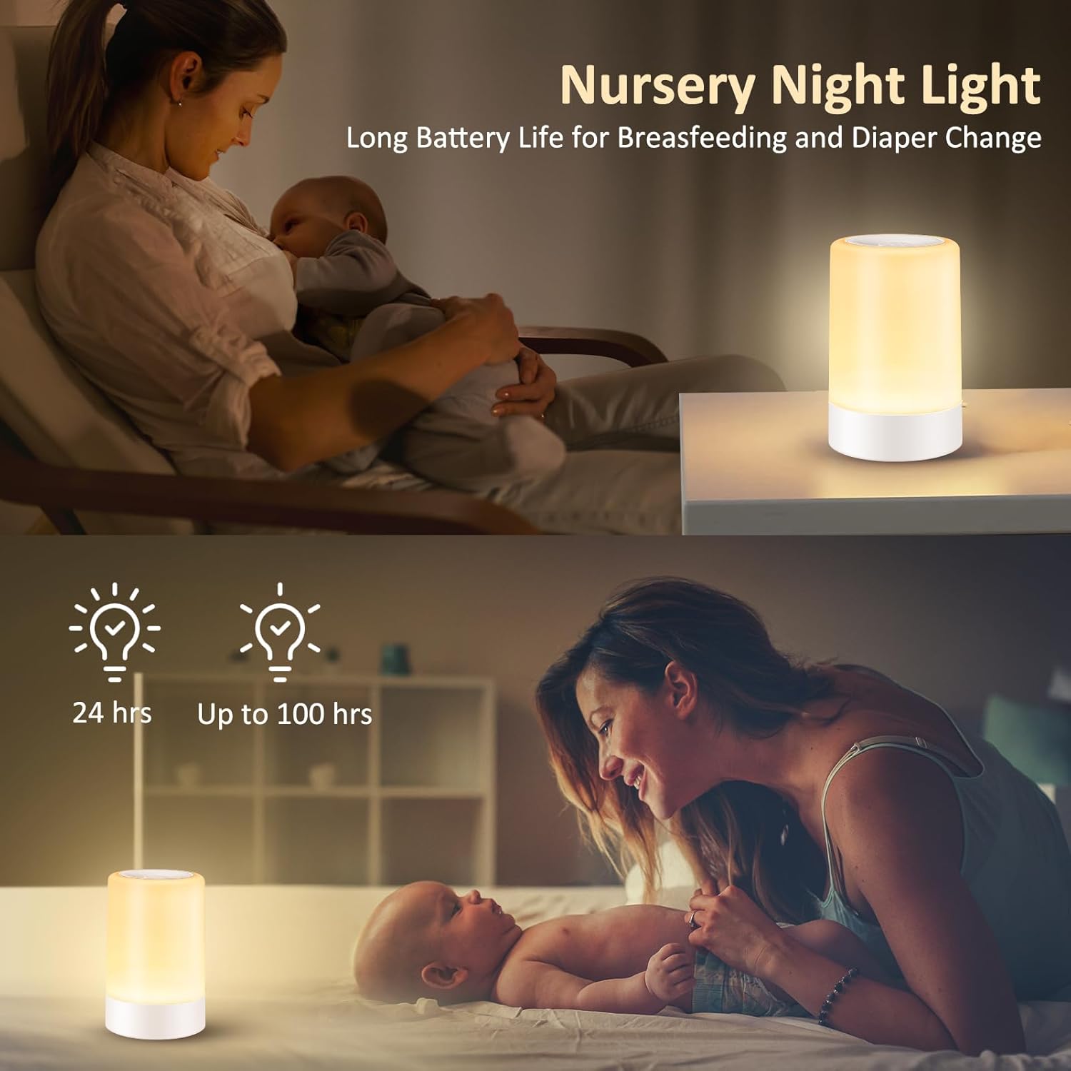 Detalle de G Keni Nursery Night Light for Baby: USB rechargeable, dimmable with memory, warm LED for bedtime