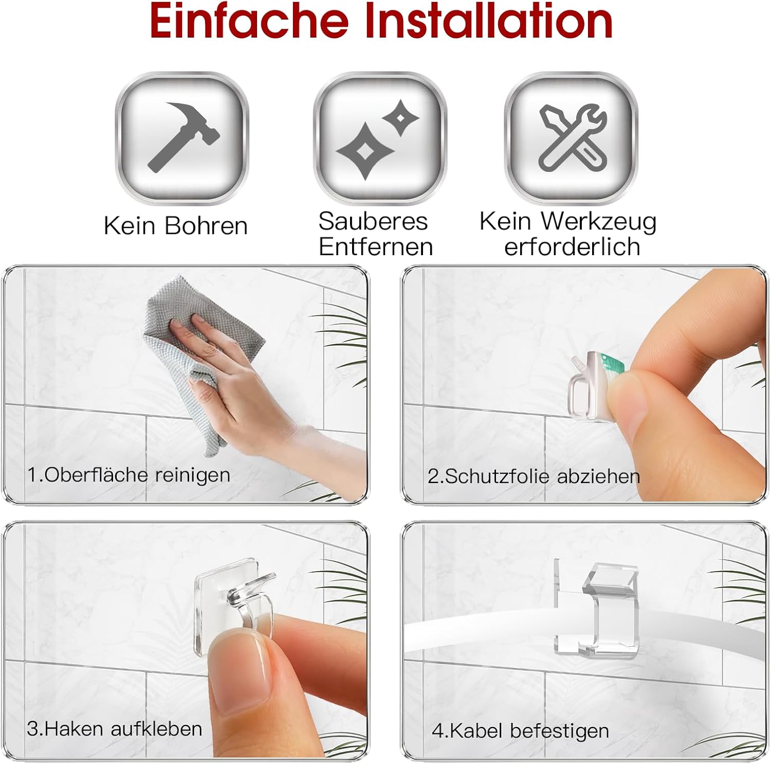Thumbnail 6 de 60 Stück Outdoor Klebehaken für LED-Lichterketten