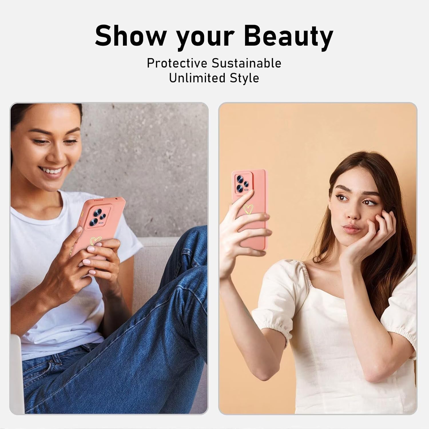 Thumbnail 1 de Jeelar ESONG Silikon-Handyhülle für OnePlus Nord CE5 mit Handschlaufe und Herzdesign (rosa)
