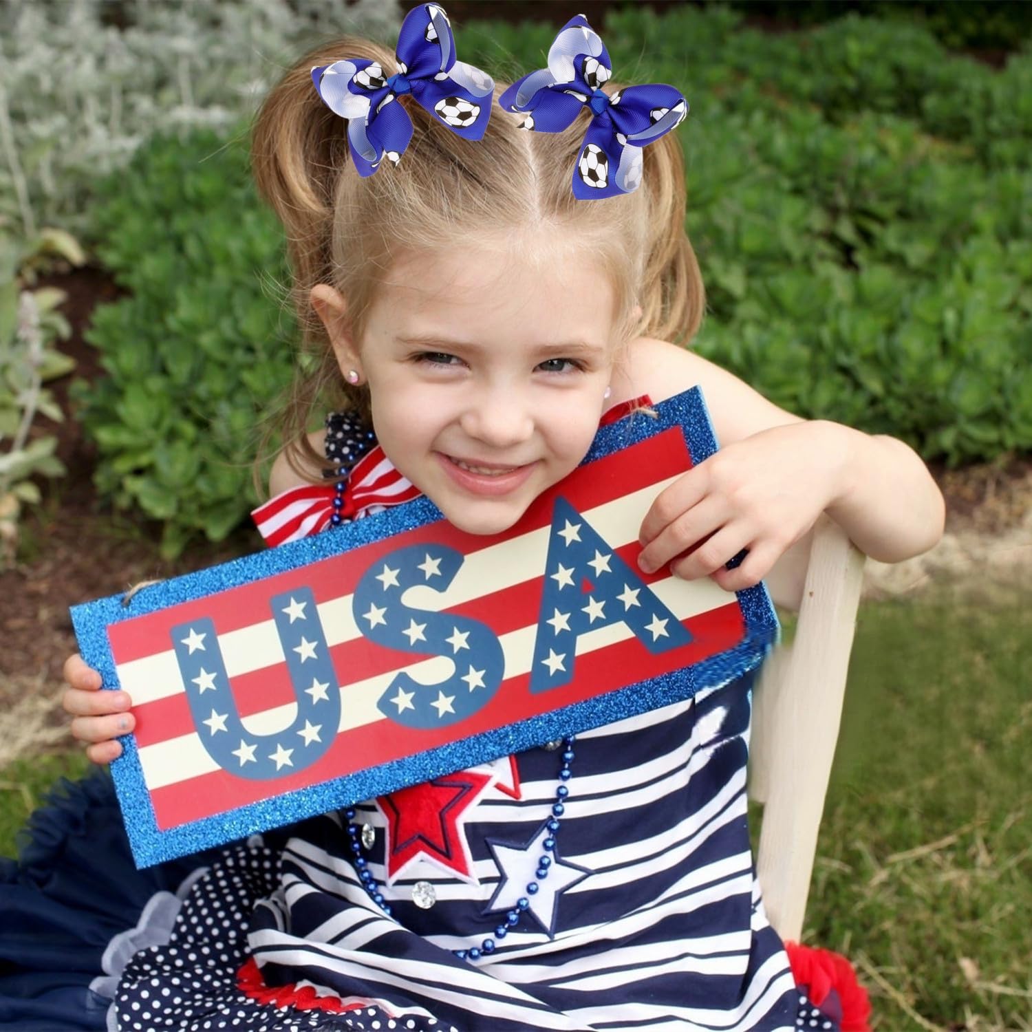Thumbnail 1 de JOYRUBY Soccer Hair Bow Clips, 2-Piece Set