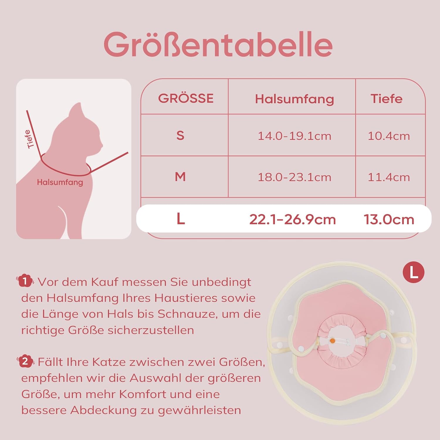 Thumbnail 5 de Supet weiche Halskrause Katze 2-in-1 wasserdicht (rosa, L) – als Alternative zur Halskrause für die Heilphase