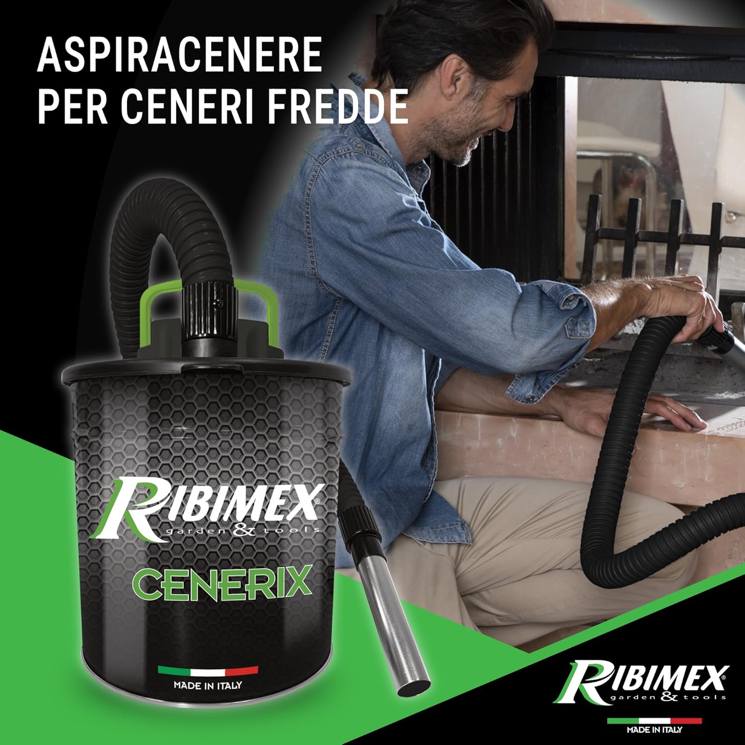 Thumbnail 1 de Ribimex Aspiracenere Elettrico Cenerix: 800 W, Filtro HEPA Lavabile e Funzione Soffiante per Cenere Fredde