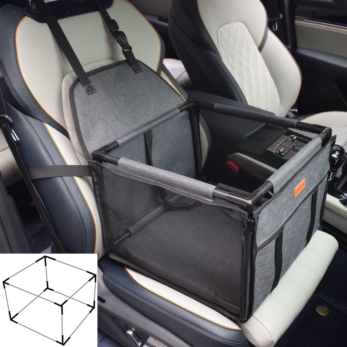 Thumbnail 6 de GoBuyer Waterproof Pet Dog Car Seat Booster (Grey) 50x40cm with Seat Belt Harness