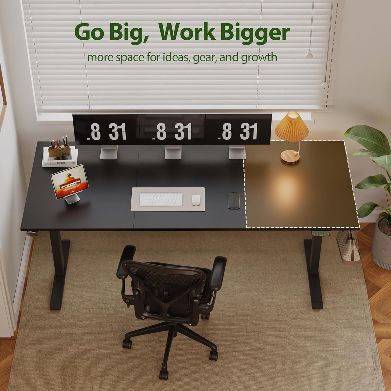 Detalle de Agilestic Electric Standing Desk (71 x 24 in) with Height Memory Presets, Black