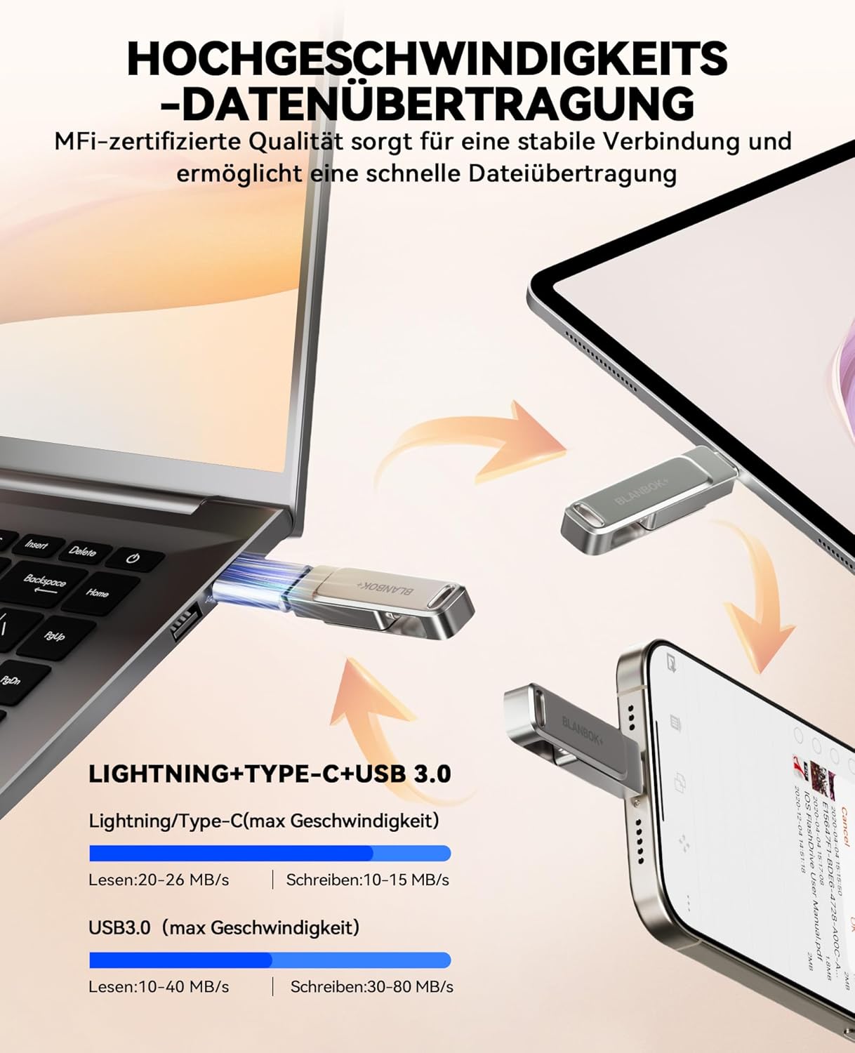 Thumbnail 4 de BLANBOK+ 128GB USB C Stick MFi zertifiziert