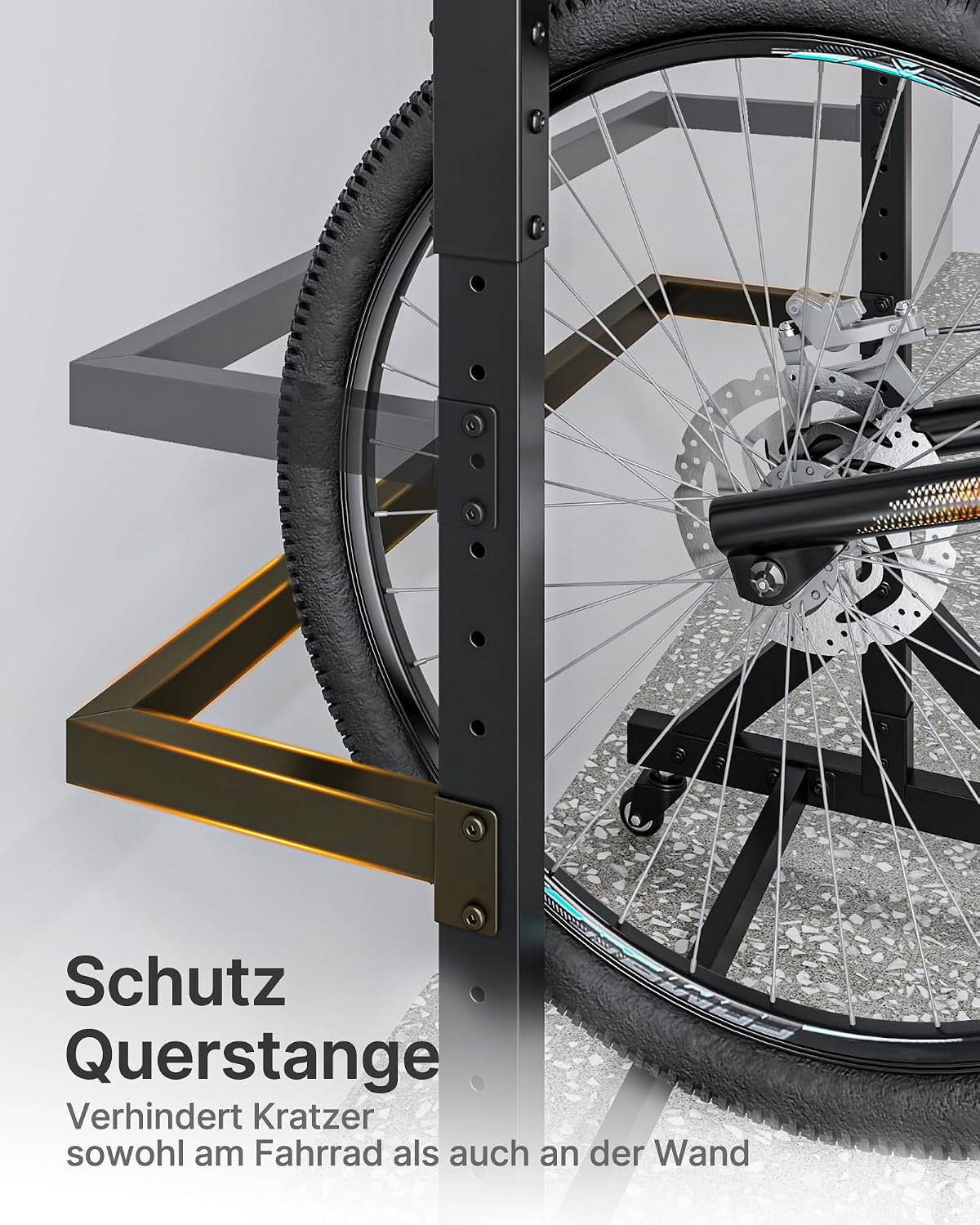 Thumbnail 6 de monTEK freistehender Fahrradständer für 5 Fahrräder mit 5 verschiebbaren Haken & 6 Helmhaken – Schwerlast (160 kg)
