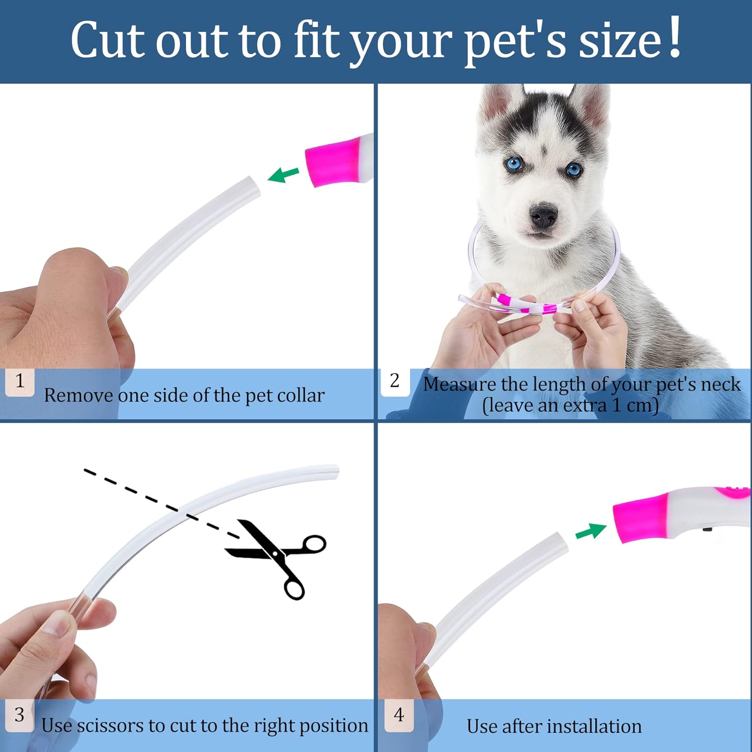 Detalle de Coolzon Collare Luminoso per Cani USB Ricaricabile – LED Regolabile, Impermeabile, 3 Modalità di Luce (Taglie Piccola/Media/Grande) – Rosa