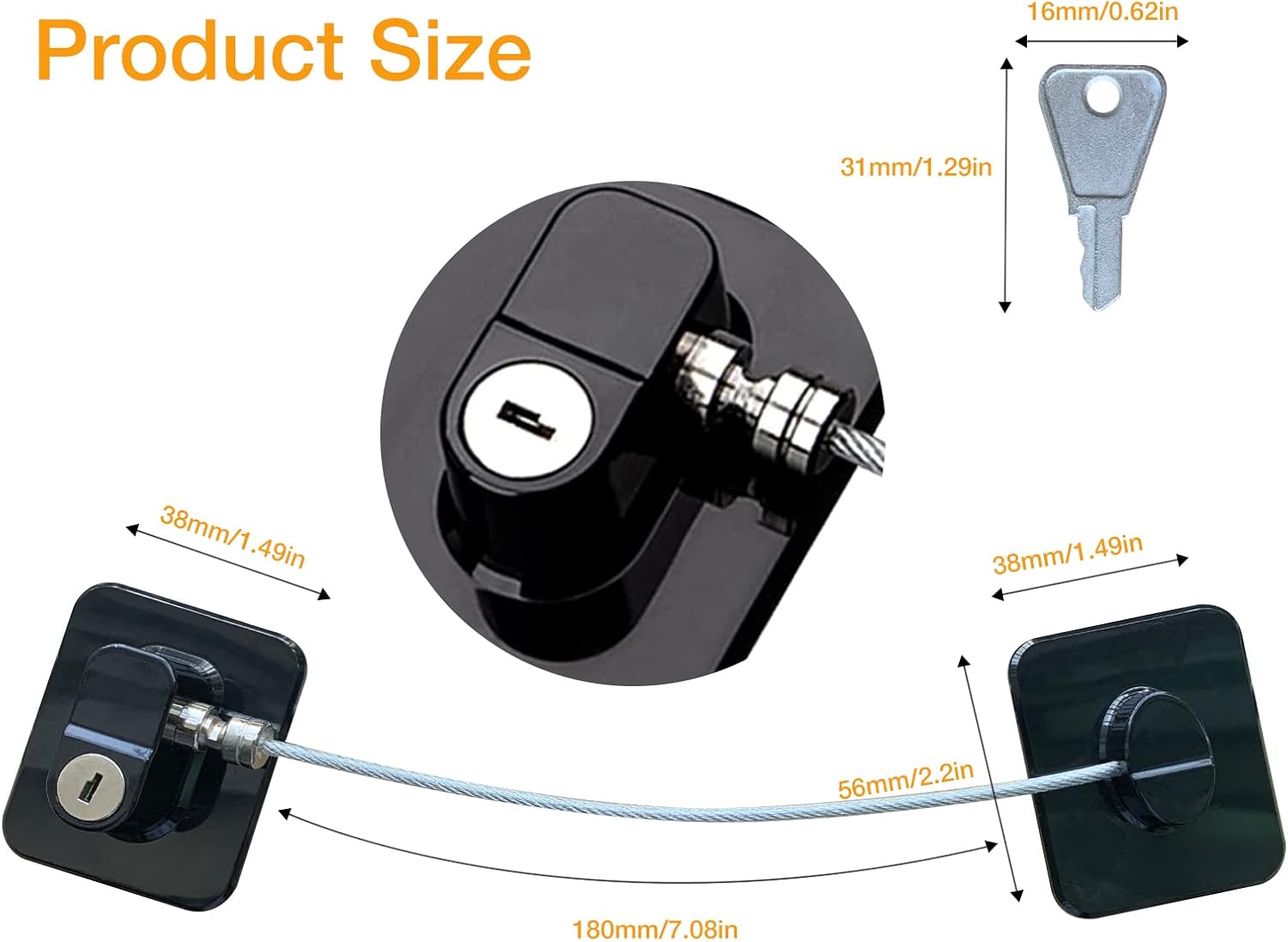 Detalle de NewBinn Window & Refrigerator Lock 2-Pack for UPVC — Adhesive, No Drilling