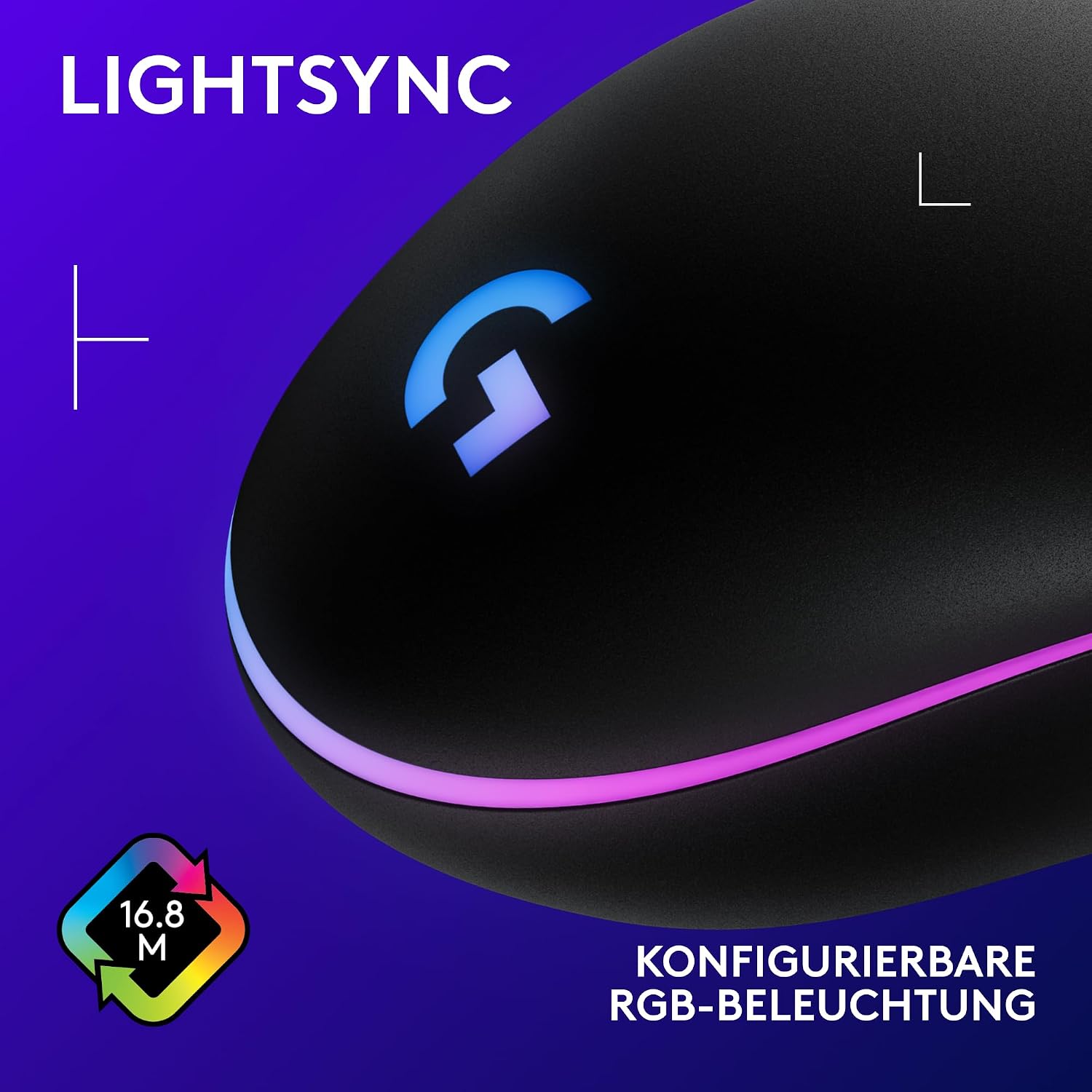 Detalle de Logitech G G203 Gaming-Maus mit LIGHTSYNC RGB, 6 programmierbaren Tasten und 8.000-DPI-Sensor (schwarz)