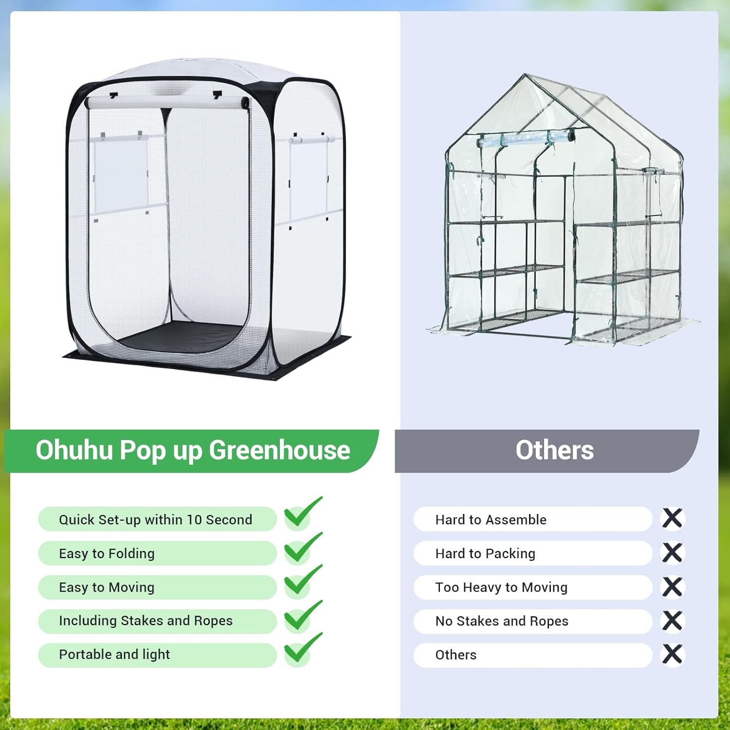 Thumbnail 4 de Ohuhu Serra Pop-up per Pomodori – Serra resistente e pratica, 122 x 122 x 162 cm