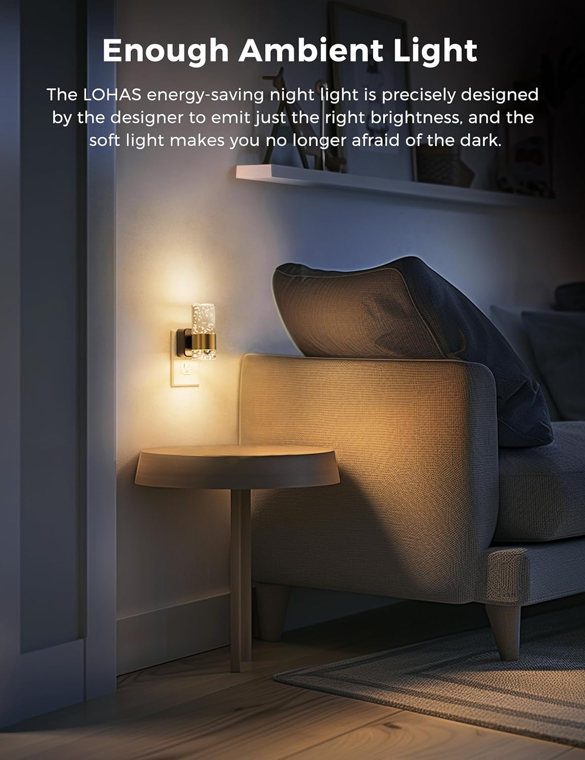 Detalle de L LOHAS LED A-GY-19702-US-2 Dimmable Plug-In Night Light, 2-Pack, 3000K