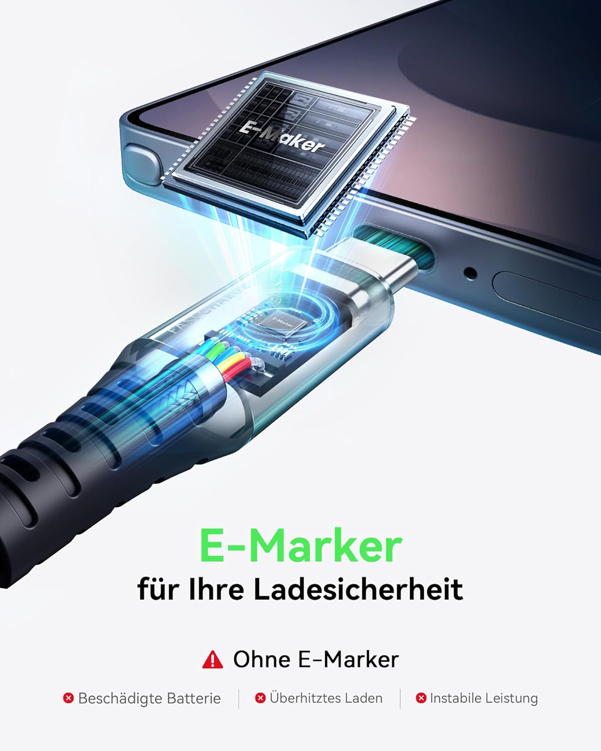 Thumbnail 6 de INIU 100W Short USB-C to USB-C Cable (1ft, 2-Pack) for fast charging iPhone, Galaxy, MacBook, iPad